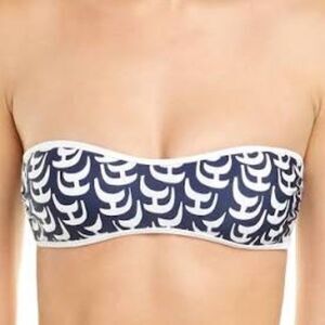 Milly Orange White Print Bandeau Bikini Top Sz S